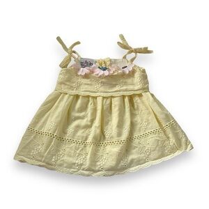 Vintage Its Baby Dress Yellow Floral Embroidered Spring Sun Summer Size‎ 3-6 mos